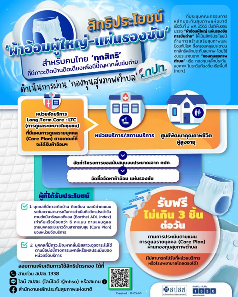 ผ้าอ้อมผู้ใหญ่, แผ่นรองซับ, กปท., สำนักงานหลักประกันสุขภาพแห่งชาติ,​ สปสช., สิทธิการรักษาพยาบาล