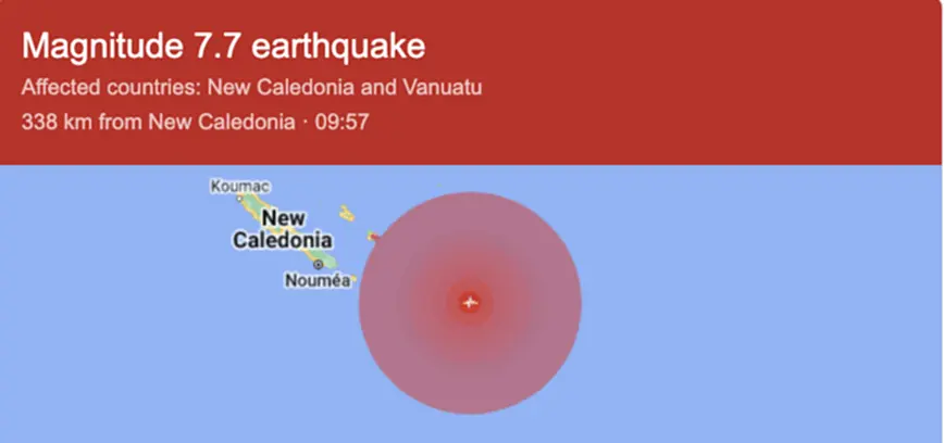 แผ่นดินไหว, แผ่นดินไหวนิวแคลิโดเนีย,​สึนามิ, ออสเตรเลีย, หมู่เกาะลอยัลตี, Loyalty Islands, วานาอาตู