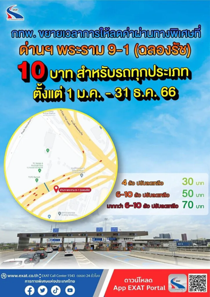 ค่าทางด่วน กทพ. ทางพิเศษด่านพระราม 9-1