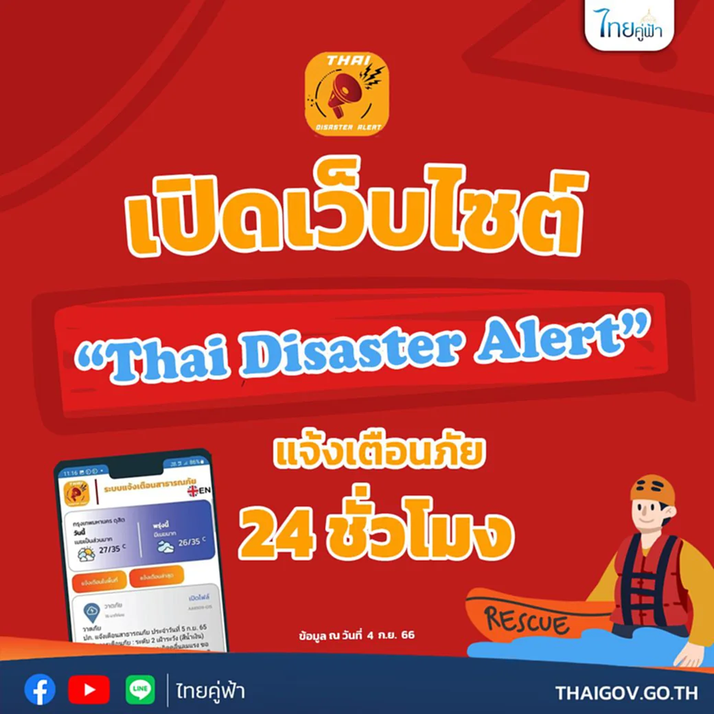 เว็บไซต์ แจ้งเตือนภัย Thai Disaster Alert กรมป้องกันและบรรเทาสาธารณภัย ปภ.