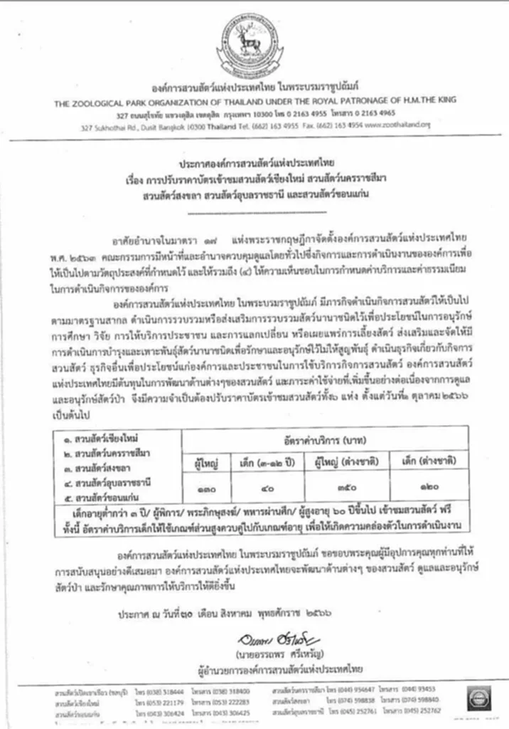 ค่าเข้าสวนสัตว์ 2566 ค่าเข้าสวนสัตว์ไทย ค่าบัตรสวนสัตว์ ค่าบัตรสวนสัตว์ 2566 สวนสัตว์ไทย