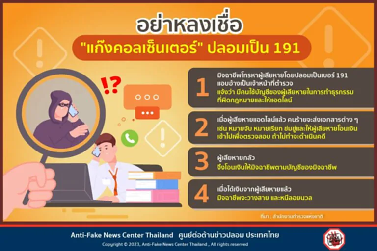 TOP News เตือนภัย ปลอมเป็น 191 ล่าสุด แก๊งคอลเซ็นเตอร์ แอบอ้างเป็นเจ้าหน้าที่ตำรวจ ใช้หมายเลขโทรศัพท์แจ้งเหตุด่วน เหตุร้าย 191 โทรศัพท์หลอกลวงประชาชน