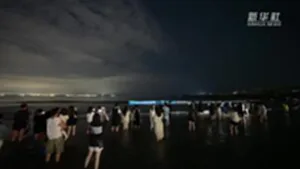 ผู้คนแห่ชมทะเลเรืองแสงฝูเจี้ยน